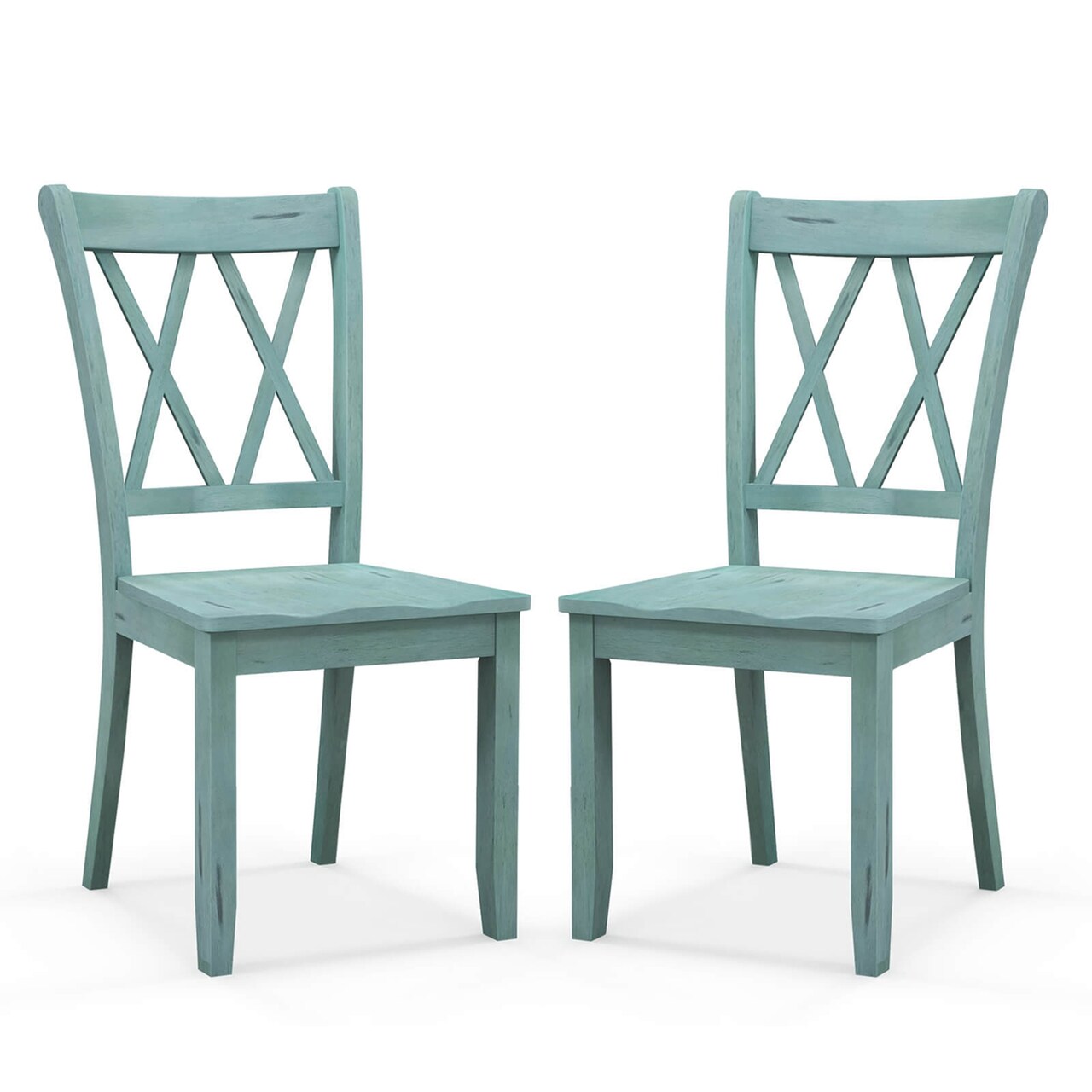 Costway Set of 2 Wood Dining Chair Cross Back Dining Room Side Chair Mint Green Home Kitchen